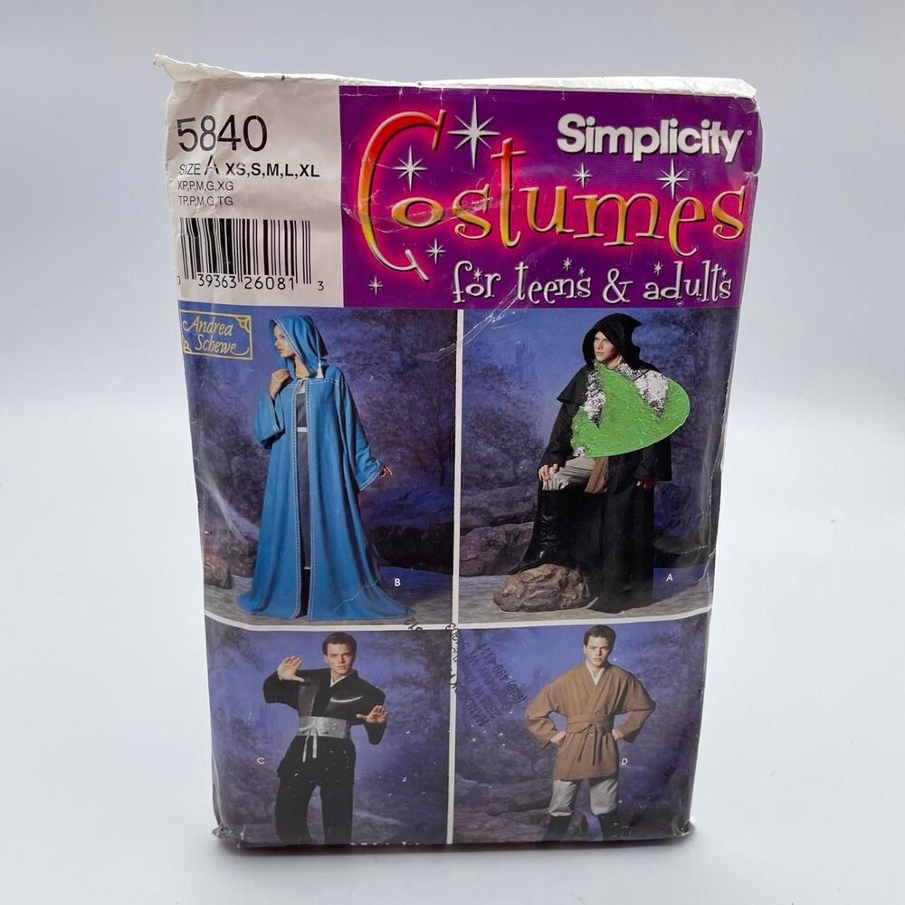 Simplicity 5840 Fantasy Cosplay Sewing Pattern D&D Costume Halloween Star Wars